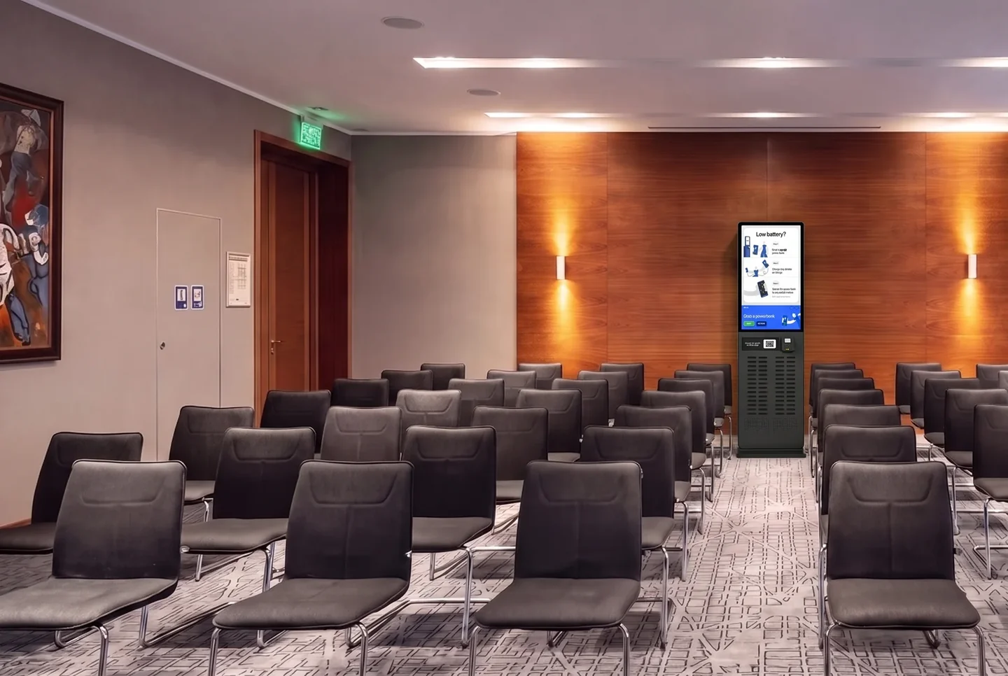 A WE53 station at the front of a conference room